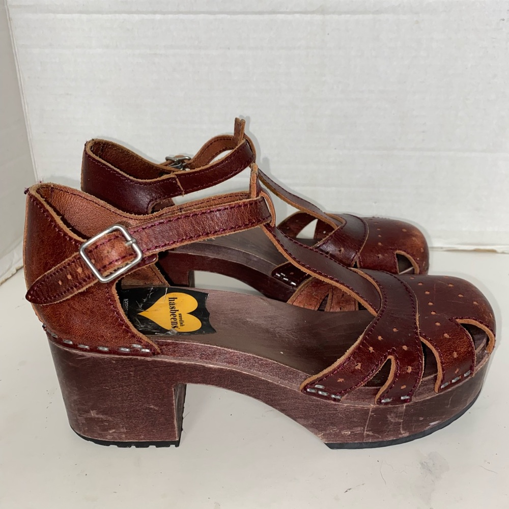 Swedish Hasbeens Toffel T Strap Clogs Sz 36 Women’s